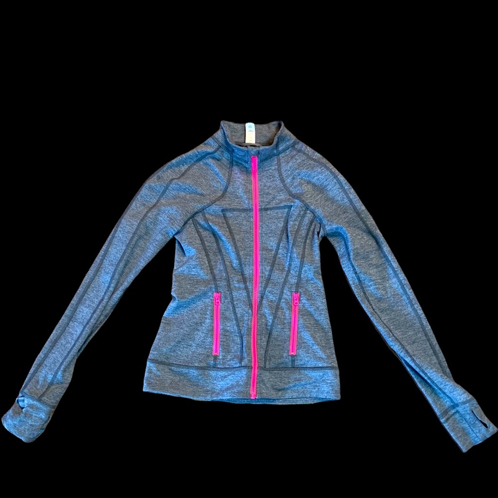 Ivivva Jacket Girls size 12 Grey with bright pink accent.